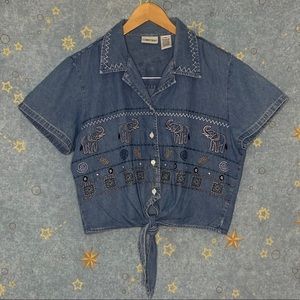 VTG Embroidered Jean Shirt